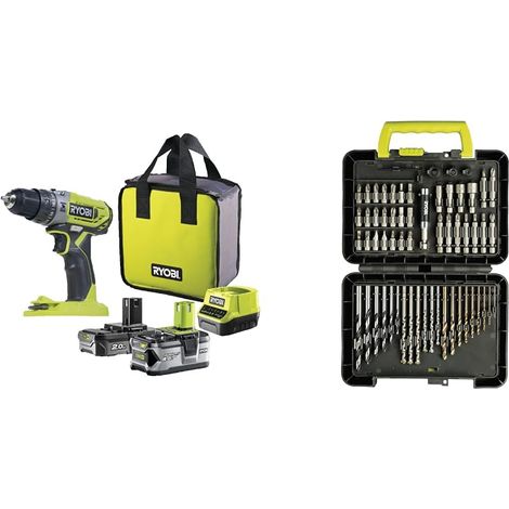 Perceuse-visseuse à percussion 18V avec 2 batteries Lithium+ 2,0 Ah et 4,0 Ah - R18PD2-242S (1/5)