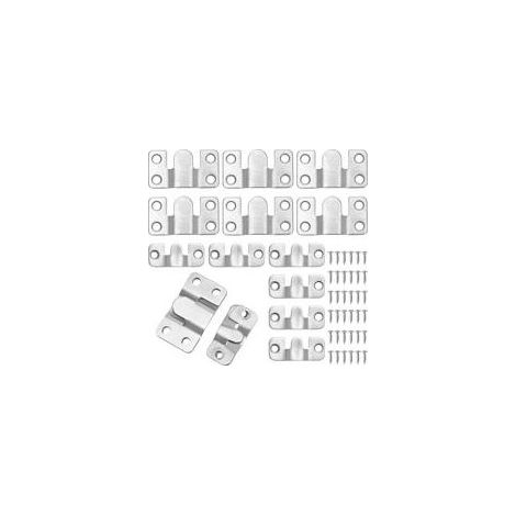 12 Pièces Support Montage Encastré Dissimulé avec Vis, Crochets de Suspension Emboîtables en Acier Inox Résistant, Attache Mural, Tableau Crochet pour Meuble Mural, Miroir
