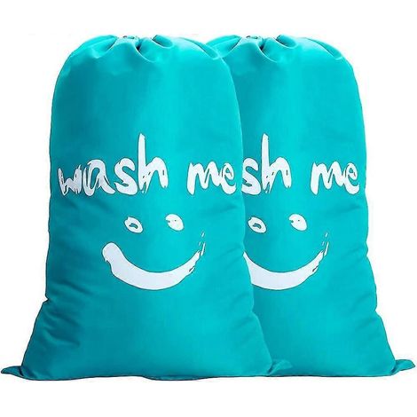 Sac à linge. Lot de 2 grands sacs à linge pliables et lavables en nylon. (1/5)