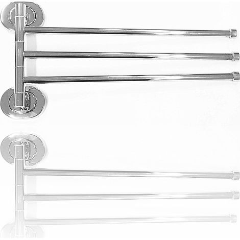 Trade Shop - Supporto Porta Asciugamano Triplo Acciaio 38x19.9x5cm Esy69200 Muro Bagno -