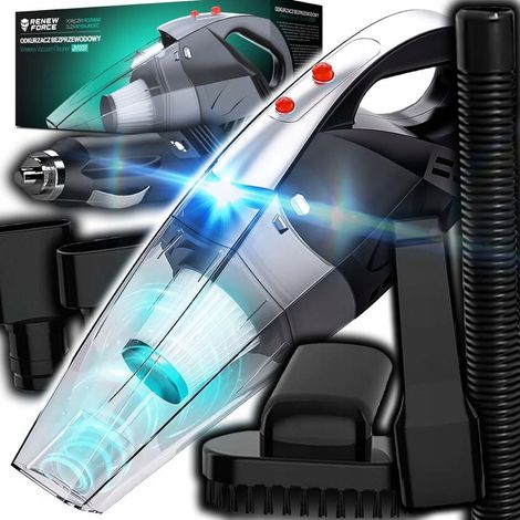 Potente aspiradora de mano para coche con linterna, filtro HEPA, 12 V, boquillas de 120 W.
