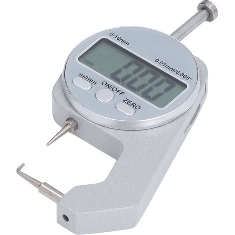 Dickenmessgerät 0–10 mm Messbereich, LCD-Bildschirm, Digitalanzeige, gebogene Spitze, Mini-Dickenmessgerät (1/5)
