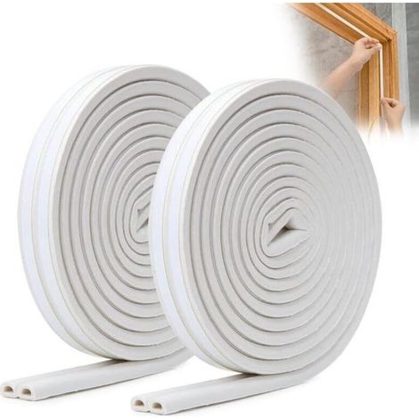 Bande de joint de porte D-Profil – Isolation renforcée – Résistante à l'eau et aux variations de température – 2 rouleaux blancs (1/5)