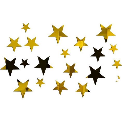 20 pcs Doré étoiles Miroir Mural Autocollant Acrylique Dessin animé décalcomanies murales étoilées pour Les Chambres pour Enfants Autocollants muraux décor de Maison Mignons étoiles Art Murale