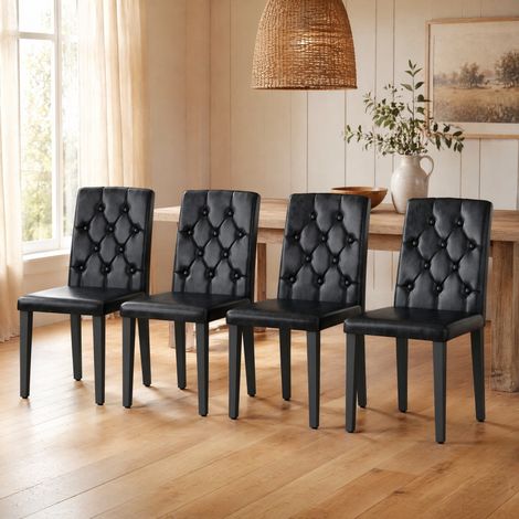 Sillas comedor pack 4 tapizadas PU metal negro OKMYHOME (1/5)