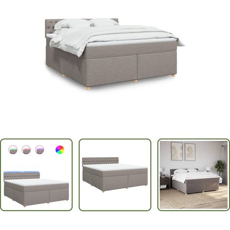 vidaXL Surmatelas -  Sommier à lattes de lit avec matelas Taupe 180x200 cm Tissu (1/5)