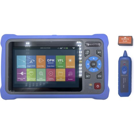 Elfcam OTDR Tester ELF-5800 für FTTH – 26 dB / 24 dB Monomode 1310 nm / 1550 nm, 4-in-1 mit VFL, OPM, OLS – Optischer Reflektometer für Glasfaser, Reichweite bis 100 km
