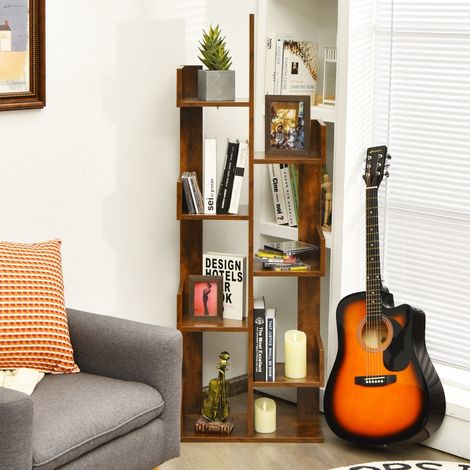 Bibliothèque en Forme d'Arbre à 8 Niveaux Étagère de Rangement Etagère à Livres avec Dispositif Anti-basculement Marron (1/3)