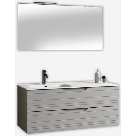 Mobile bagno sospeso con lavabo e specchio Solmira SX - Grigio
