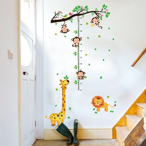Stickers Muraux Arbre avec Animaux Singes Hauteur Croissance de (1/5)