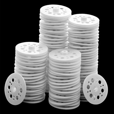 100 x 46mm Polypropylene Insulation Washers - Fixing Discs with 5mm Center Hole for Foam, EPS and XPS Panels - Heavy Duty Support for Thermal Insulation and Renovation (1/5)