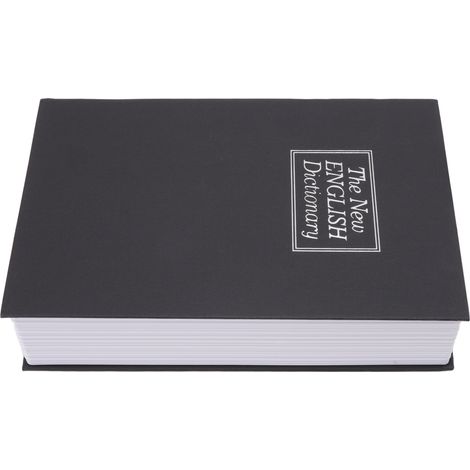 Tirelire en acier inoxydable en forme de dictionnaire, véritable boîte à monnaie avec serrure et clé, noire (1/5)