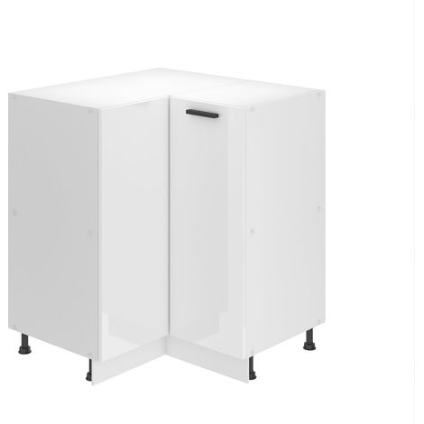 Belini Unterschrank Küche, Küchenunterschrank 90 cm Breite. SNP Küchenunterschrank ohne Arbeitsplatte. Eckschrank Küche mit 1 Tür, Weiß Hochglanz