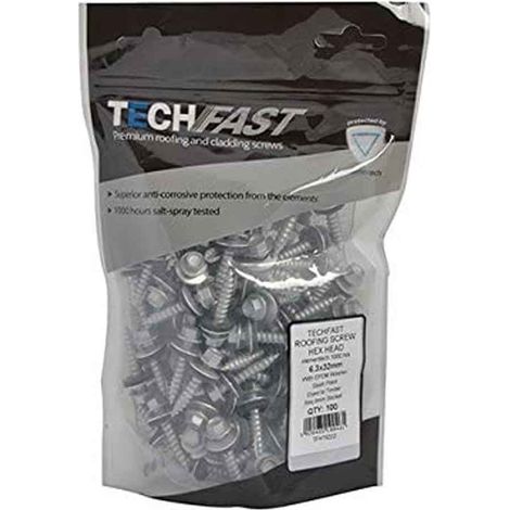 ForgeFix TechFast Metal Roofing to Timber Hex Screw T17 Gash Point 6.3 x 125mm Box 50 FORTFH63125 (1/4)