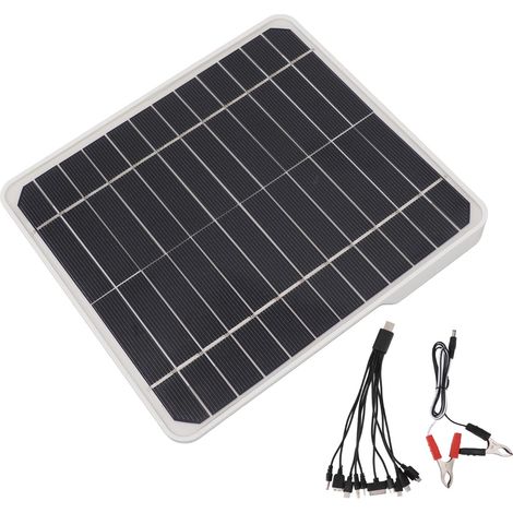 Panneau solaire 10W 12V pour chargeur de batterie auto, 10 watts 12 volts, recharge voiture et batterie téléphone portable (1/5)