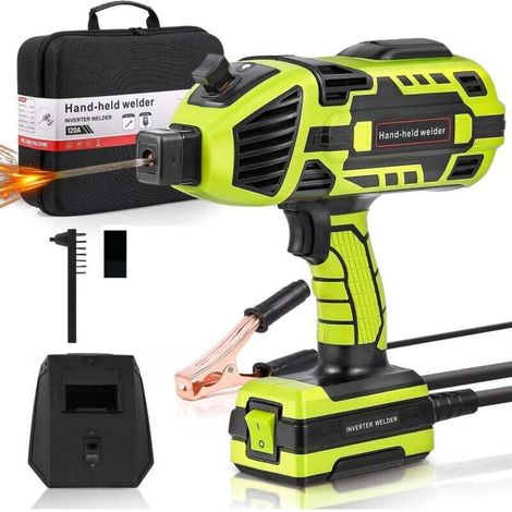 4.6KW Machine à Souder Améliorée, 220V Soudeuse Portative avec Onduleur IGBT 5 Réglage du Courant Variable, Pistolet de soudage ARC portable pour fils de 3/32"-1/8",vert (1/5)