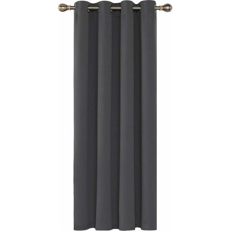 Rideaux Occultants Isolant Thermique, 140x240 CM (Largeur x Hauteur), Rideaux pour Salon et Chambre, Design Moderne à Oeillets, Gris Foncé, 1Pièces (1/5)