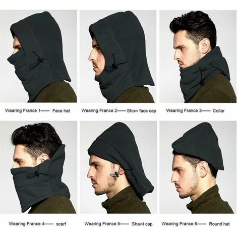 2pc Cagoule de Masque, 6 en 1 Multifonction Balaclava Chapeau Polaire Garder Chaud Cache-Oreilles Nez Tête Tour de Cou pour Temps Froid Ski Outdoor Moto Montagne Camping Randonnée Hiver-Noir Gris (1/4)