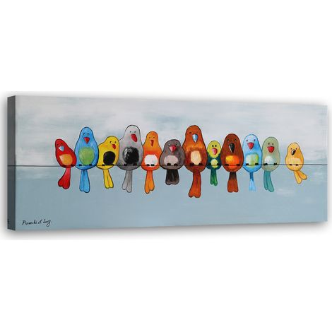 Tableau sur toile Oiseaux colorés 90x30 (1/5)