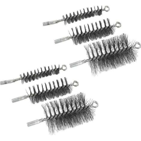 6 Pièce Brosses de Ramonage, Cheminée Brosse (30 mm, 50 mm, 80 mm), Brosse de Cheminée en Acier pour Tuyau et Cheminée (1/4)