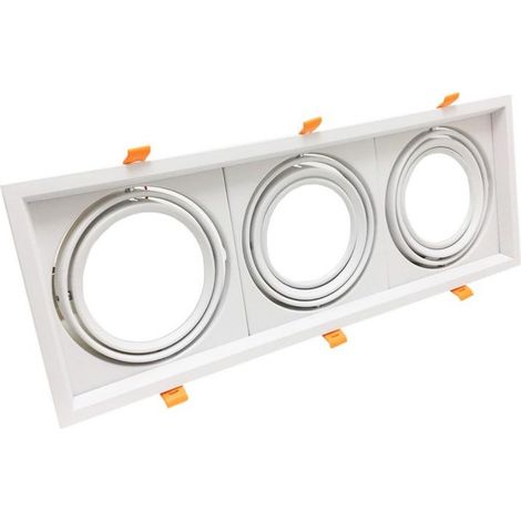 Support Triple Orientable BLANC Encastrable pour Ampoule AR111 - SILUMEN