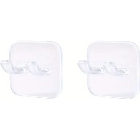Zwei selbstklebende Rasiererhalter, multifunktionale Wandhaken, wasserdichte Duschhaken, geeignet für Rasierer, Stecker, Bademäntel und Handtücher (transparent). (1/5)