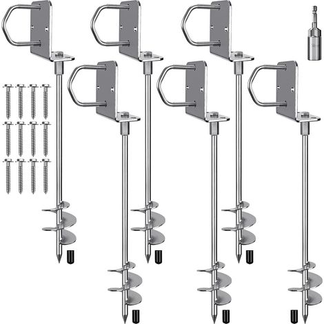 Lot de 6 piquets de tente, piquets d'ancrage de terre en métal très résistants, lame en spirale de 51 cm, kit de trampoline pour balançoire, camping, abri de jardin, chien, abri de voiture avec (1/5)
