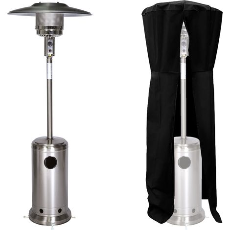 Happy Garden – Parasol chauffant OSLO – Gaz 12kW – Acier inox – Surface de chauffe 30m² – Housse de protection incluse