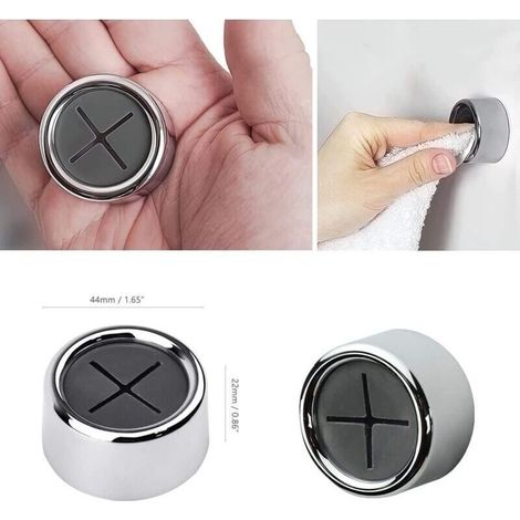 Lot de 6 porte-torchons adhésifs ronds – Fixation ventouse ou colle, idéal cuisine, salle de bain et placard (1/3)