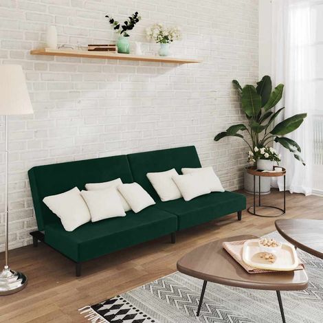 Schlafsofa 2-Sitzer Dunkelgrün Samt