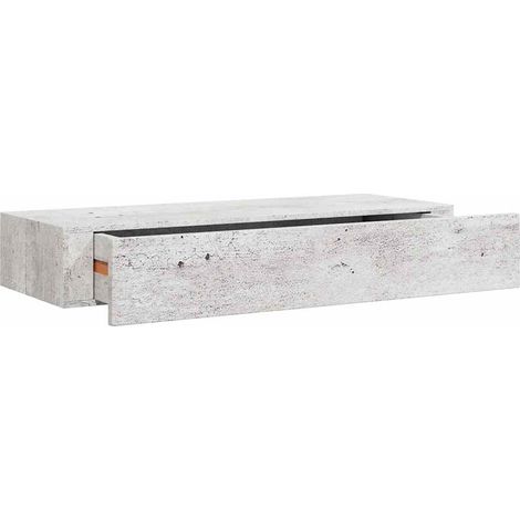 vidaXL Wandregal mit Schublade Beton Grau 60x23,5x10 cm MDF