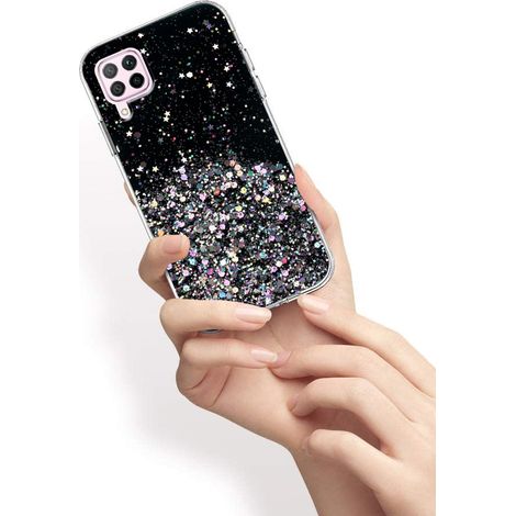 Coque pour Huawei P40 Lite, pailletée, noire (1/3)
