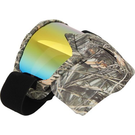 Masque de moto avec lunettes de protection anti-poussière, vent et UV, monture fermée et amovible, motif herbe fanée (1/5)