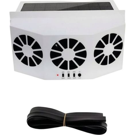 GDHZS-  Ventilateur de Voiture Solaire Ventilateur de Fenêtre Circulateur d'Air Extracteur Déshumidificateur en Panneau Solaire Supérieur et Indicateur,Blanc (1/5)