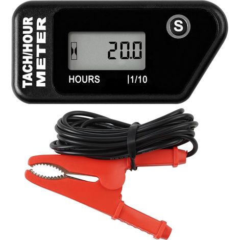Digital Hours Tachymètre avec pince crocodile pour tracteur de jardin, générateur, moto, VTT, moteur hors-bord, jetski, tronçonneuse, etc. (1/5)