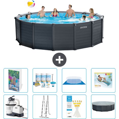 Intex Piscine Graphite Panel Ronde - 478x124 cm - 9-pièces  S683 (1/4)