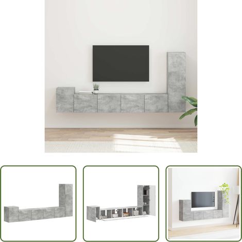 Wandmontage - TV-Schrankset Wandmontiert 3 pcs Beton Grau Holzwerkstoff (1/5)