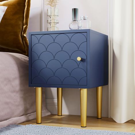 AS EASY Table de chevet, table d'appoint, bleu marine, table basse adaptée à tous les lits et chambres - H50/L35/P35 cm