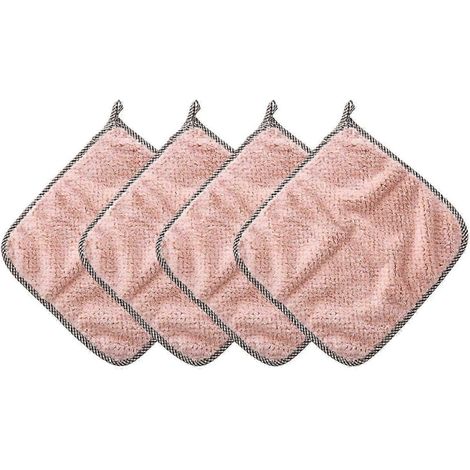 Lot de 4 torchons de cuisine génériques, essuie-mains, chiffons de nettoyage, serviettes pour la maison et le mobilier, séchage rapide-Apricot (1/5)
