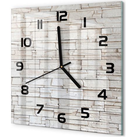 Horloge Murale Carrée Cuisine en Verre Silencieuse Design Moderne Décorative Mur de pierre blanche 30x30 cm (1/5)