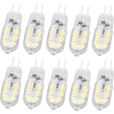 10 Stück G4 LED-Lampen, dimmbar, hohe Farbwiedergabe, transparentes Gehäuse, für Gartenbeleuchtung, 12 V DC, warmweißes Licht