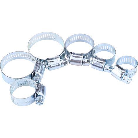 Ensemble de 51 colliers de serrage en acier au carbone pour conduites de carburant, avec clé hexagonale et mallette de transport. (1/5)
