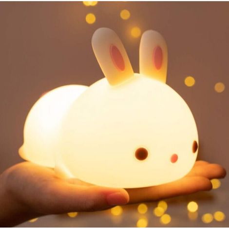 Veilleuse LED rechargeable pour bébé – Veilleuse tactile en silicone en forme de lapin avec 7 couleurs changeantes, portable et sécurisée, idéale comme cadeau pour fille ou garçon (1/5)