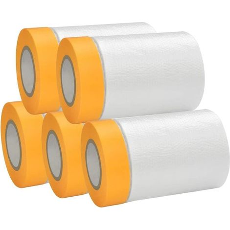 Ruban De Masquage - Film Protecteur Auto-Adhesif En Pe 55 Cm X 20 M - Pour Protection Meubles Peinture Renovation - 5 Rouleaux (1/5)
