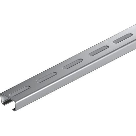 OBO Bettermann Guida profilata forata, larghezza fessura 16,5mm 2000x35x18 acciaio inox, inossidabile A2 1.4301 lucido, post-tr..., 1119702