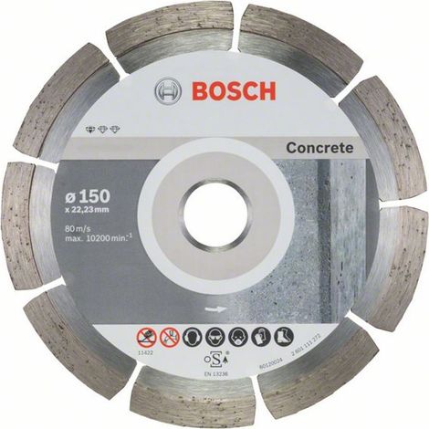 Bosch Diamanttrennscheibe Standard for Concrete, 150 x 22,23 x 2 x 10 mm, 10er-Pack