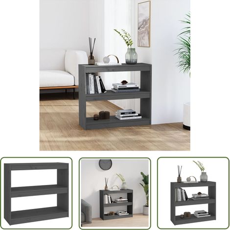 The Living Store Bibliothèque/Séparateur de pièce Gris 80x30x71,5 cm Pin massif - Bibliothèque - Étagère - Meuble De Rangement - Séparateur De Pièce - Bois Massif (1/5)