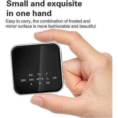 Adaptateur émetteur/récepteur audio Bluetooth 5.2 à faible latence AptX-LL/HD 2 en 1, adaptateur audio stéréo sans fil mains libres avec prise auxiliaire 3,5 mm (1/5)