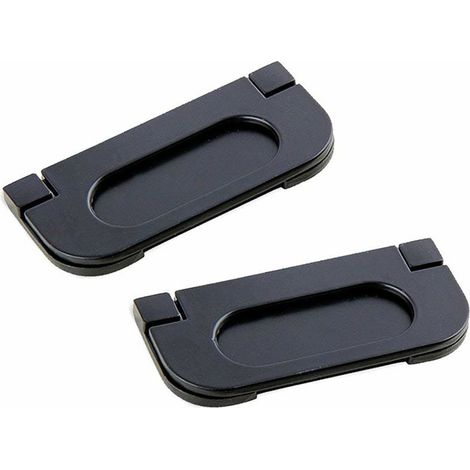 Lot de 2 poignées de porte encastrées en alliage pour portes escamotables, noir antirouille pour portes coulissantes, armoires et tiroirs