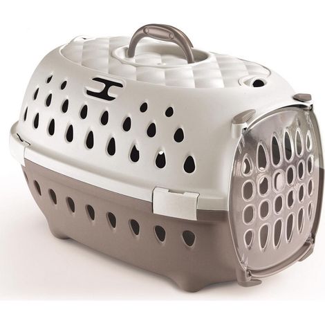 Stefanplast trasportino travel chic, gabbia trasporto per cani e gatti tortora chiaro/bianco